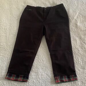 Appleseed's Black Cropped Pants with Plaid Cuffs